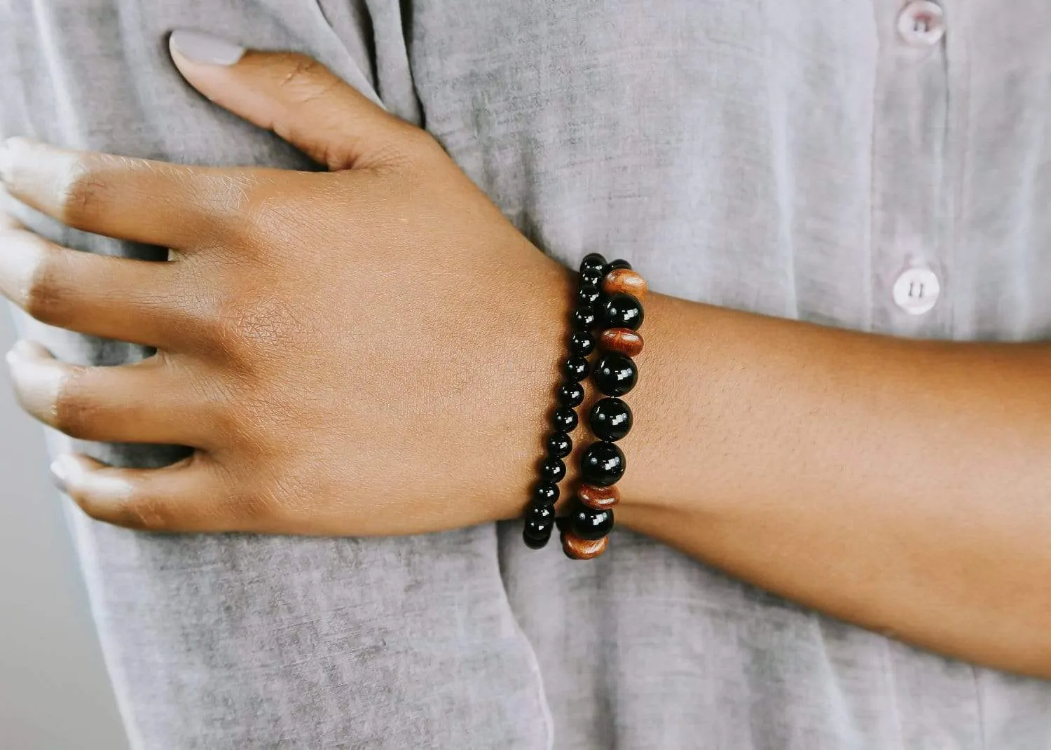 Grounding Onyx and Wood Double Wrap