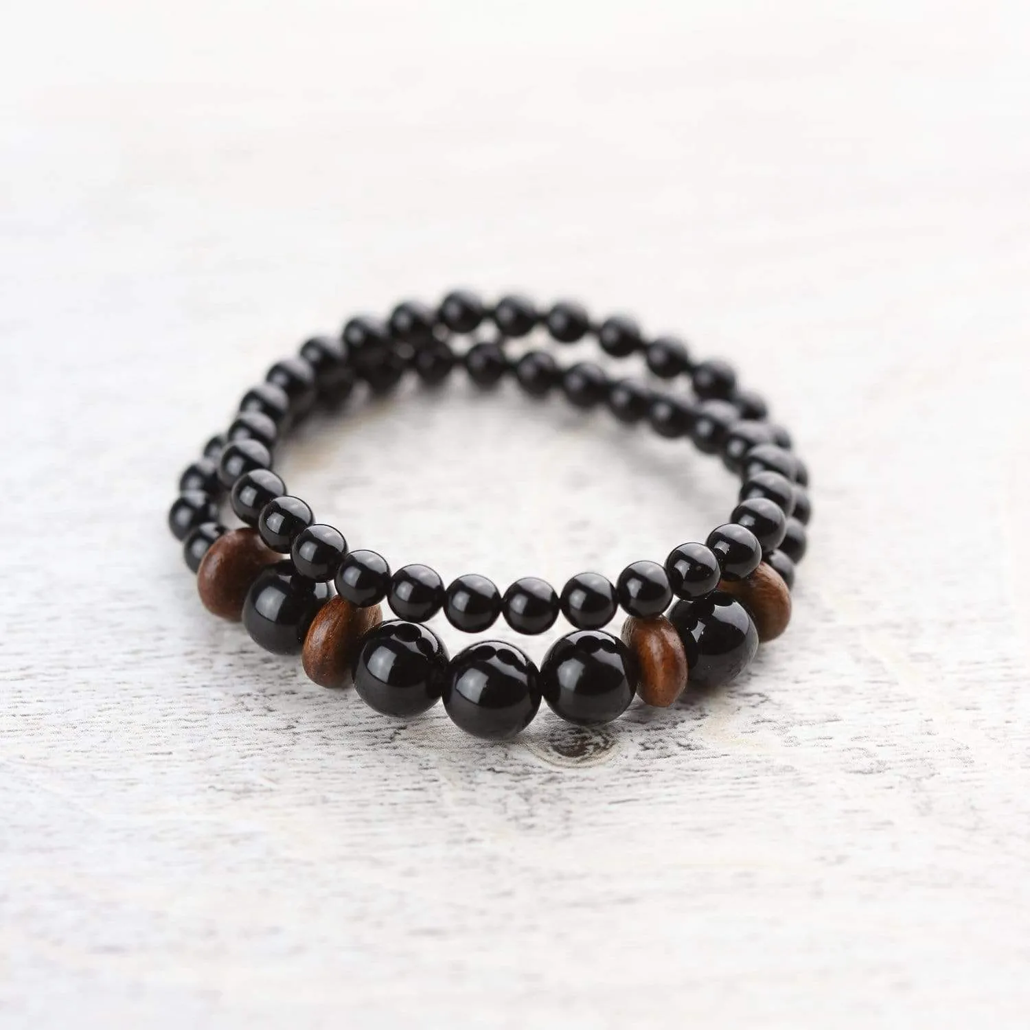 Grounding Onyx and Wood Double Wrap