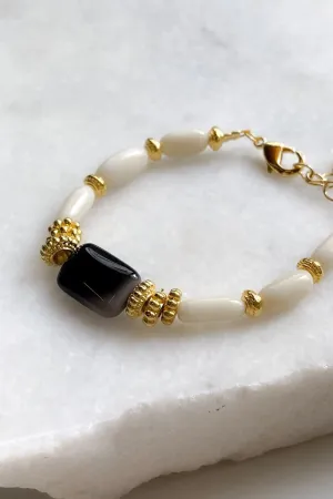 HANA: Onyx & Coral Bracelet