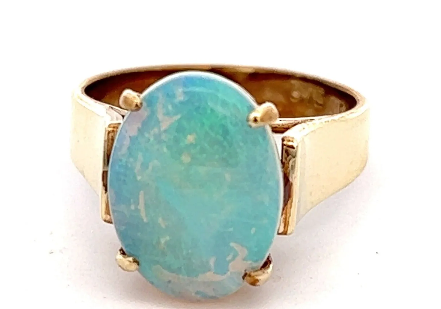 Handmade Opal 9ct Yellow Gold Ring