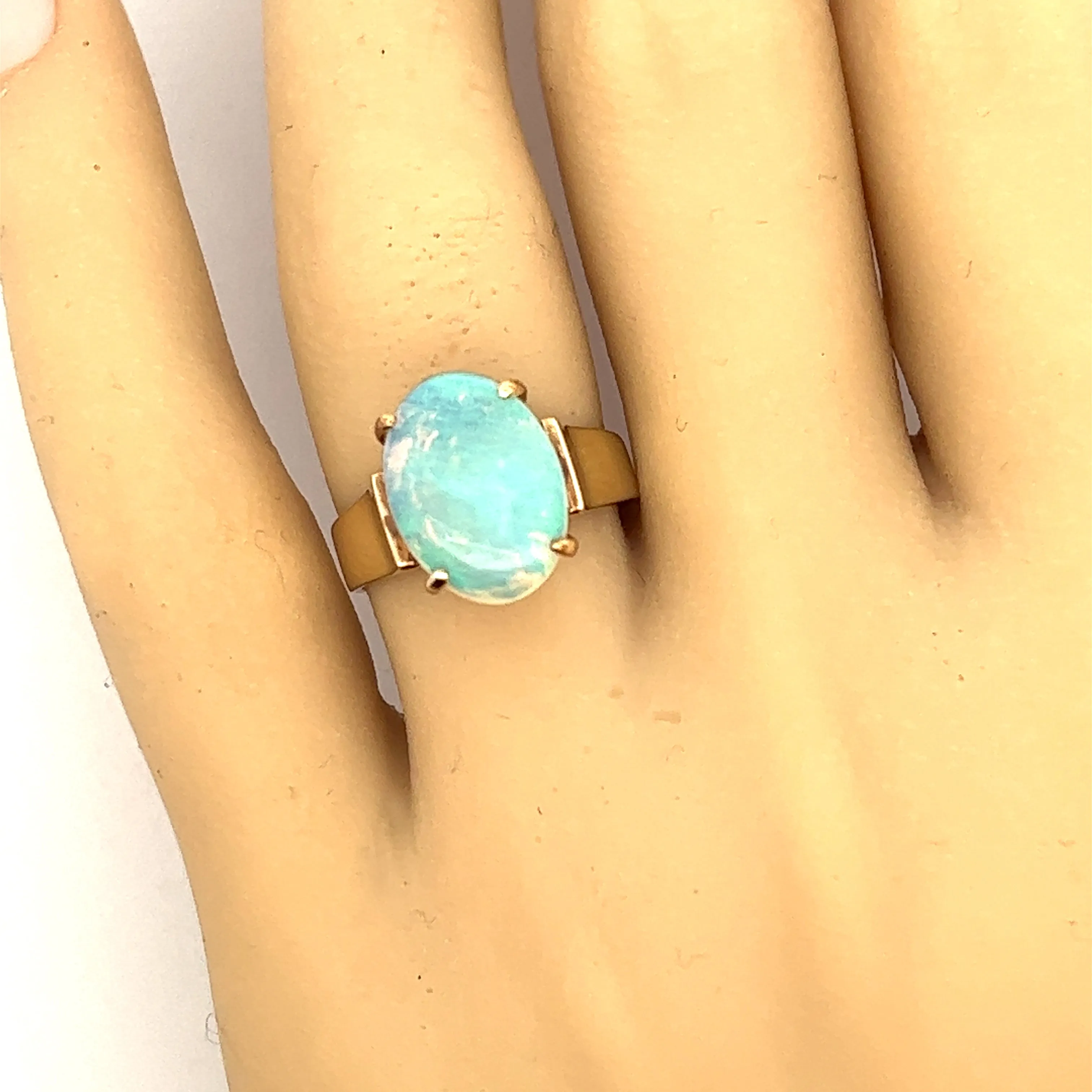 Handmade Opal 9ct Yellow Gold Ring