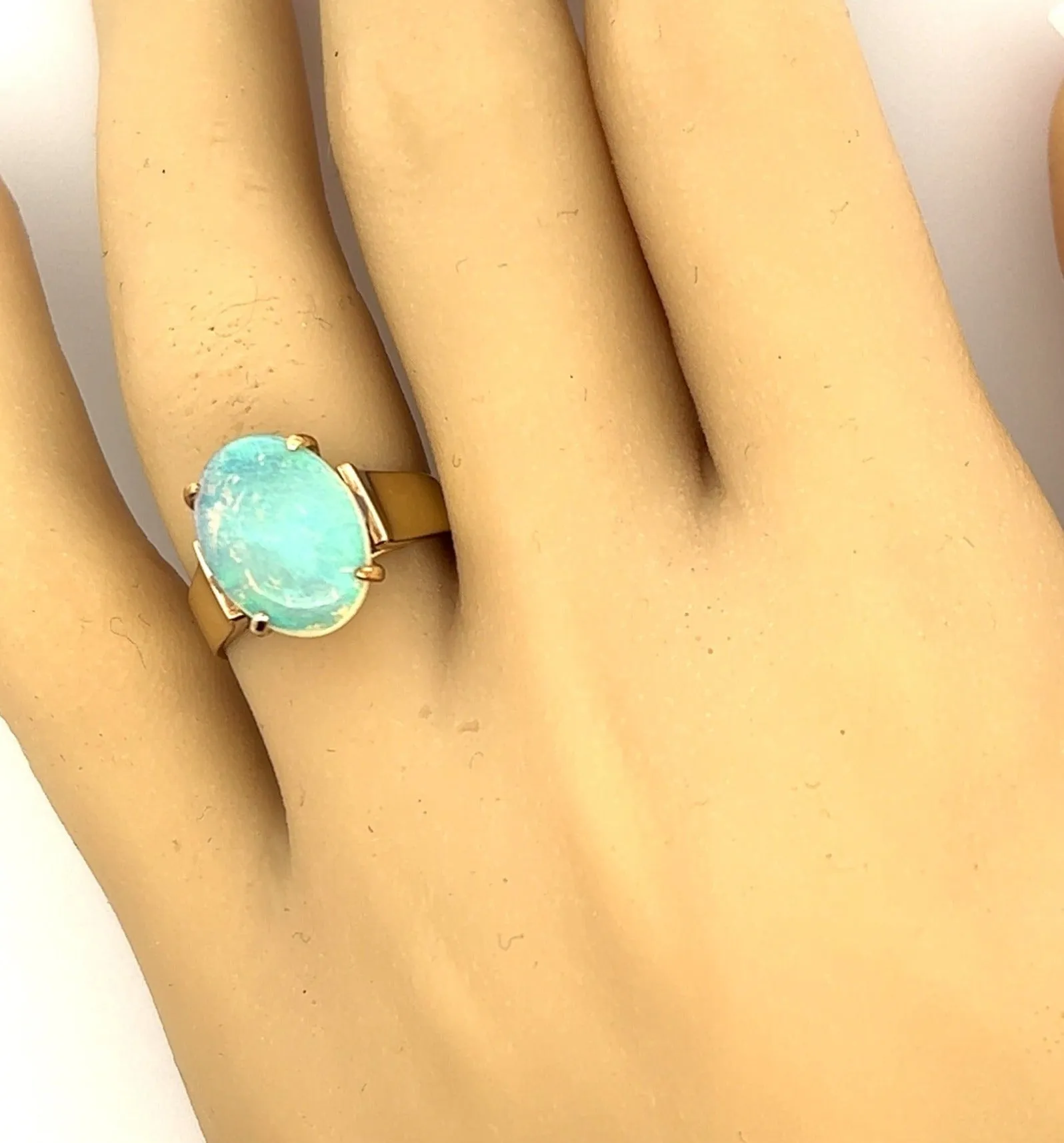 Handmade Opal 9ct Yellow Gold Ring