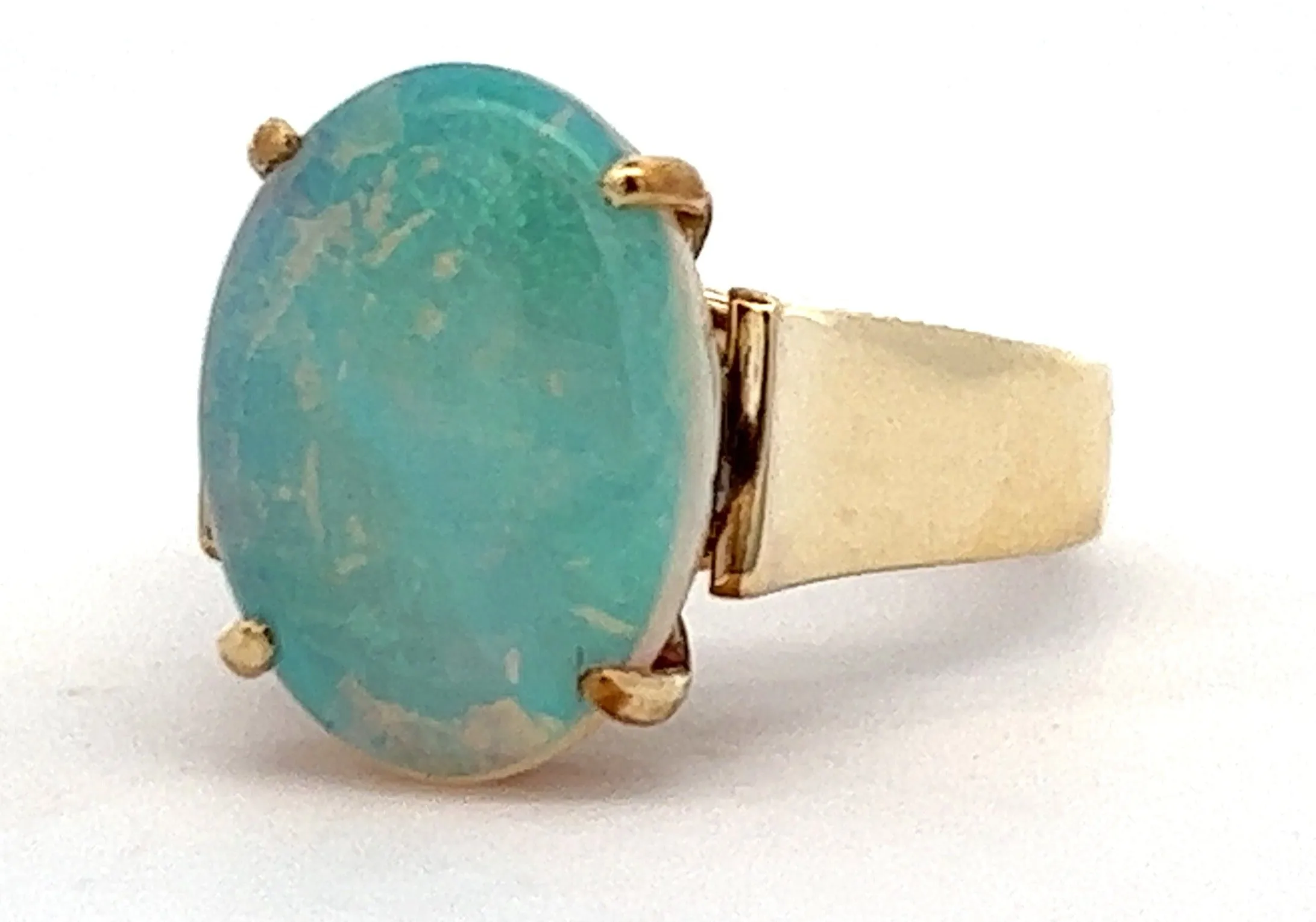 Handmade Opal 9ct Yellow Gold Ring