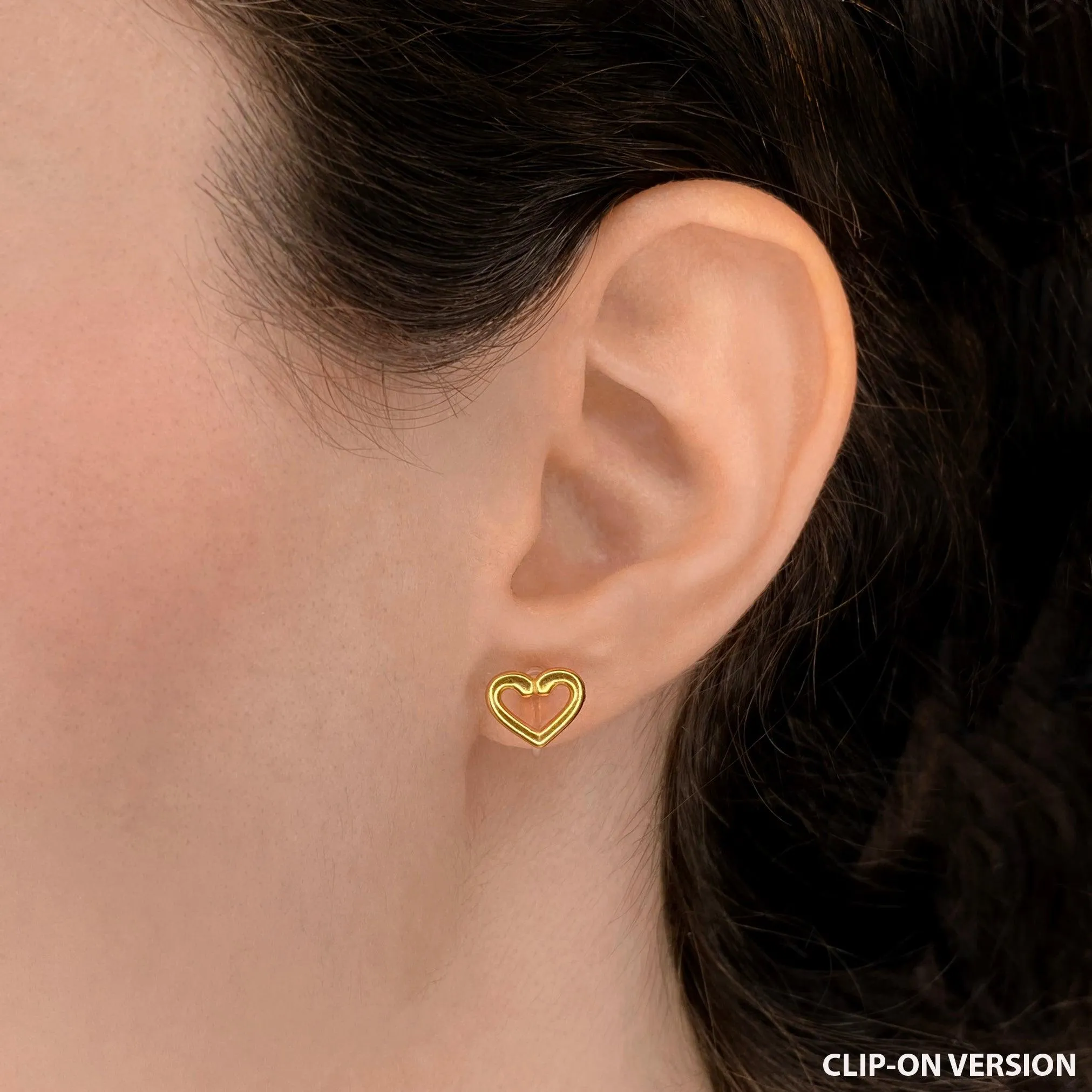 HEART STUD CLIP-ON EARRINGS IN GOLD