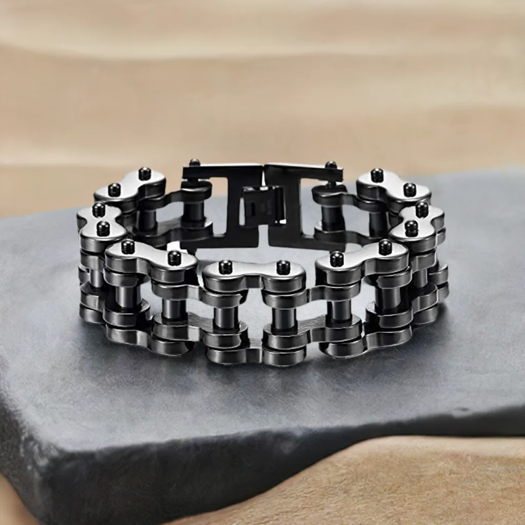 Heavy Duty Stainless Steel Motorcycle Chain Bike Bracelet for Men, Biker Style, Unique Design, Durable, Perfect Gift for Him