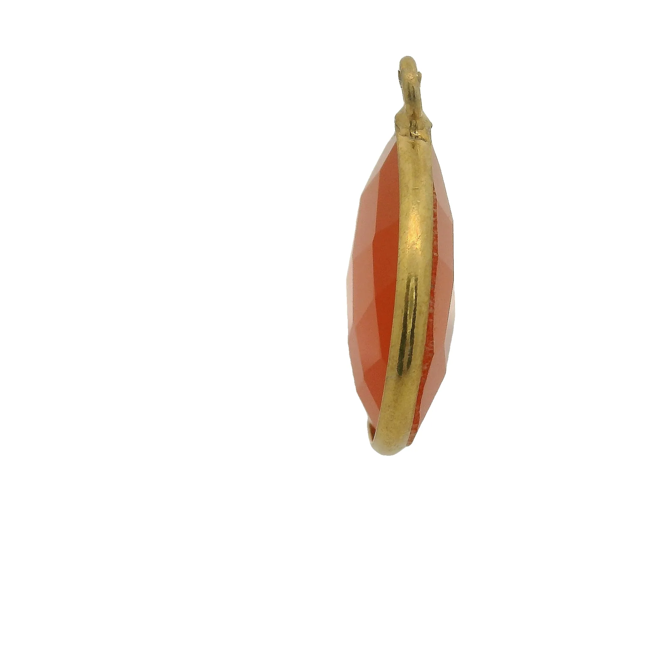 Hexagon Red Onyx Bezel Pendant – Gold Plated, One Loop, Size: 15mm, 1pc.