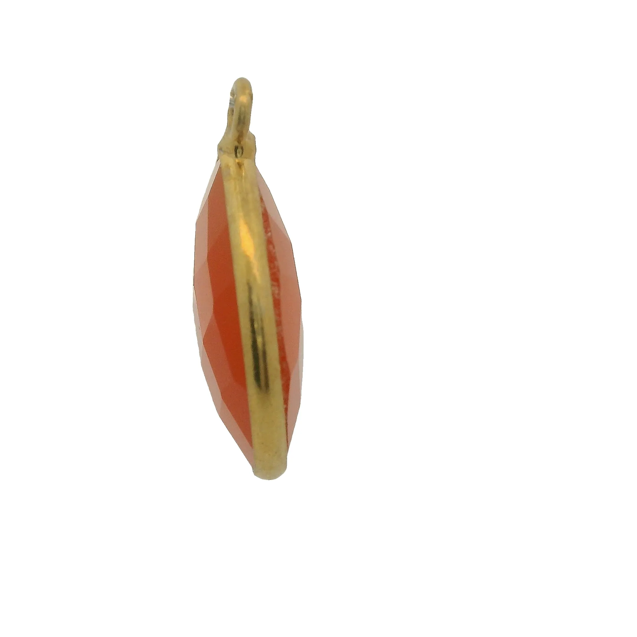 Hexagon Red Onyx Bezel Pendant – Gold Plated, One Loop, Size: 15mm, 1pc.