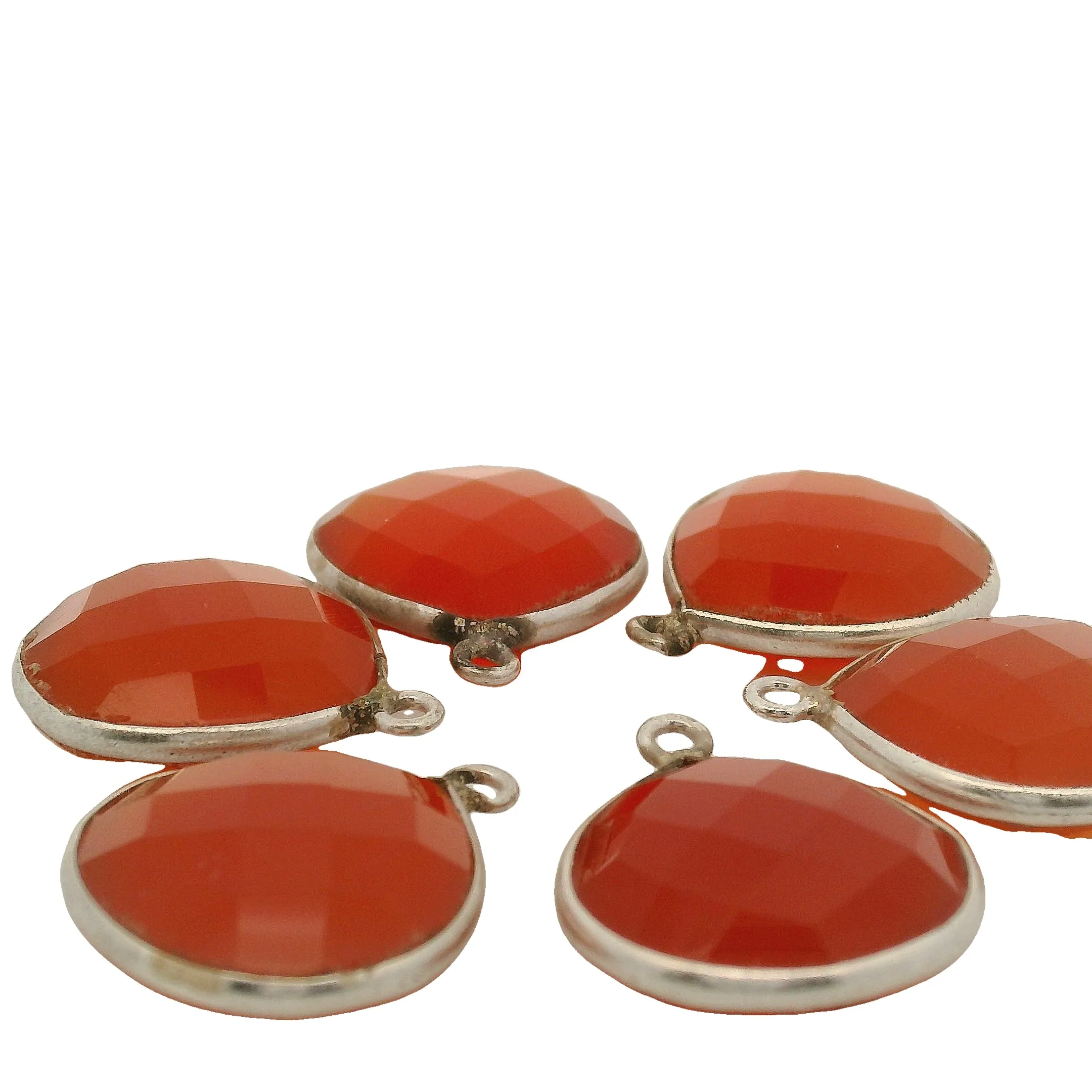 Hexagon Red Onyx Bezel Pendant – Gold Plated, One Loop, Size: 15mm, 1pc.