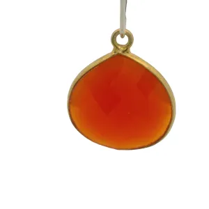 Hexagon Red Onyx Bezel Pendant – Gold Plated, One Loop, Size: 15mm, 1pc.