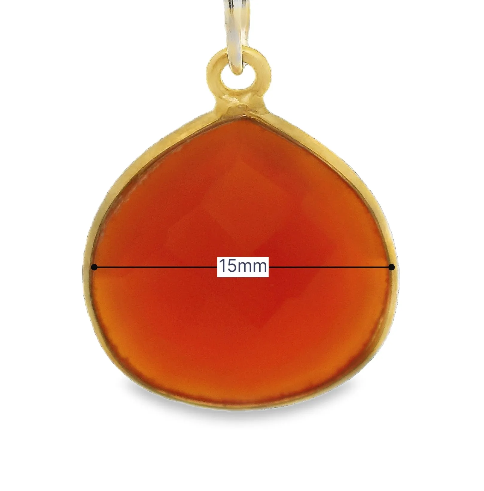 Hexagon Red Onyx Bezel Pendant – Gold Plated, One Loop, Size: 15mm, 1pc.