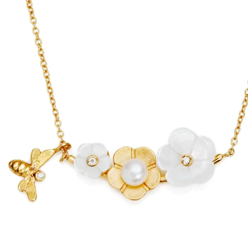 Jersey Pearl Blossom Pearl Flower Necklace - Yellow Gold 1867985