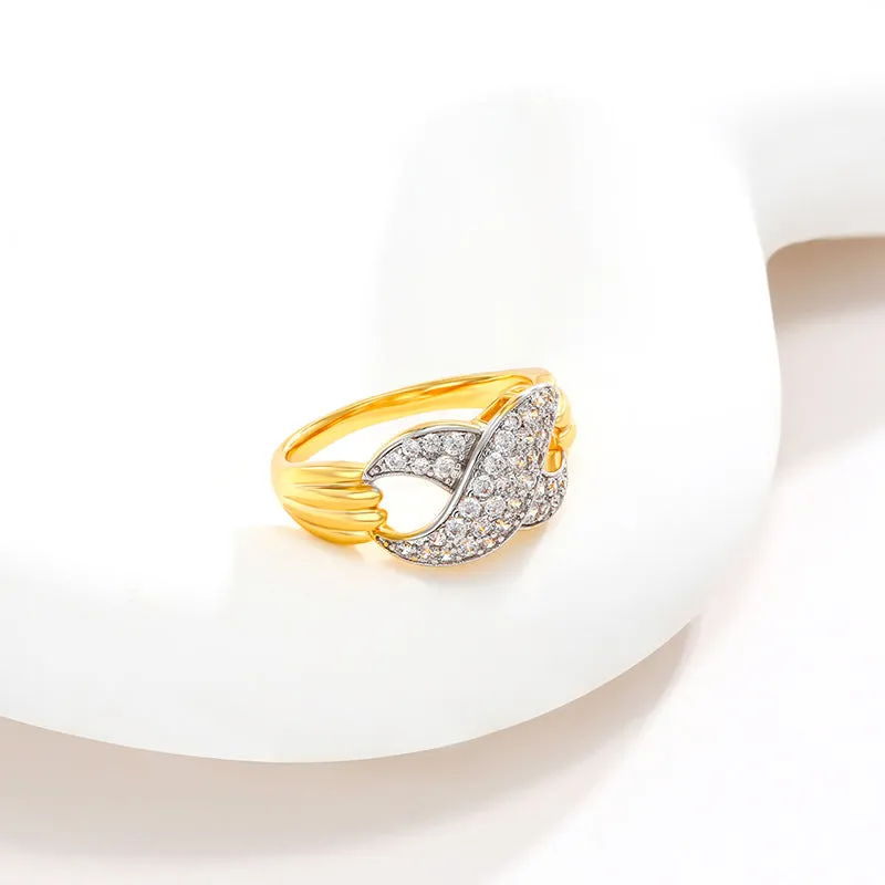 Jewelry two-color alloy gold-plated zirconium 8-word index finger ring ring European and American fashion personalized ring