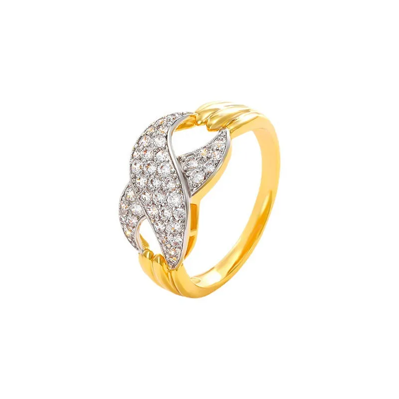 Jewelry two-color alloy gold-plated zirconium 8-word index finger ring ring European and American fashion personalized ring