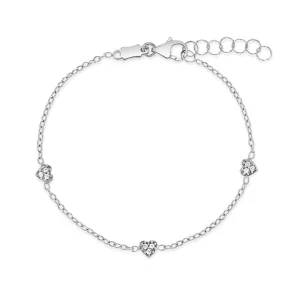 Kids Shining Hearts White Gold Bracelet
