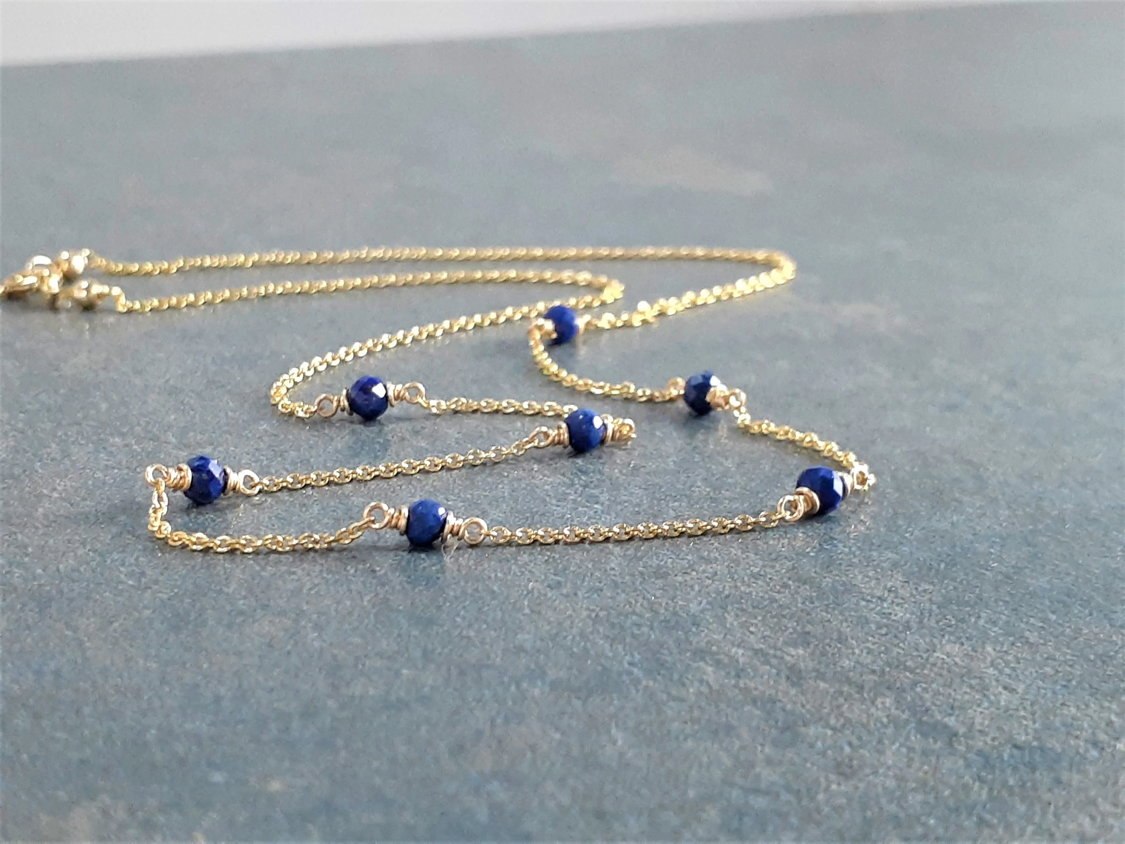 Lapis Lazuli Beaded Choker Necklace