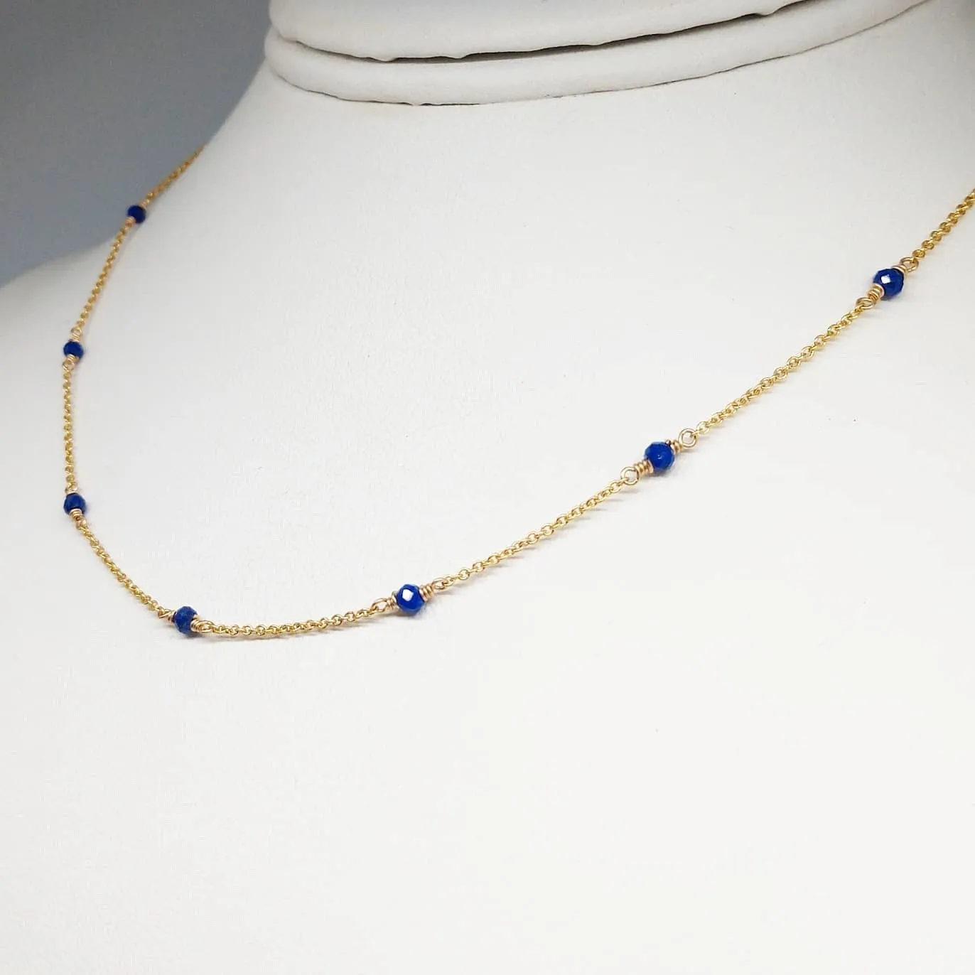 Lapis Lazuli Beaded Choker Necklace