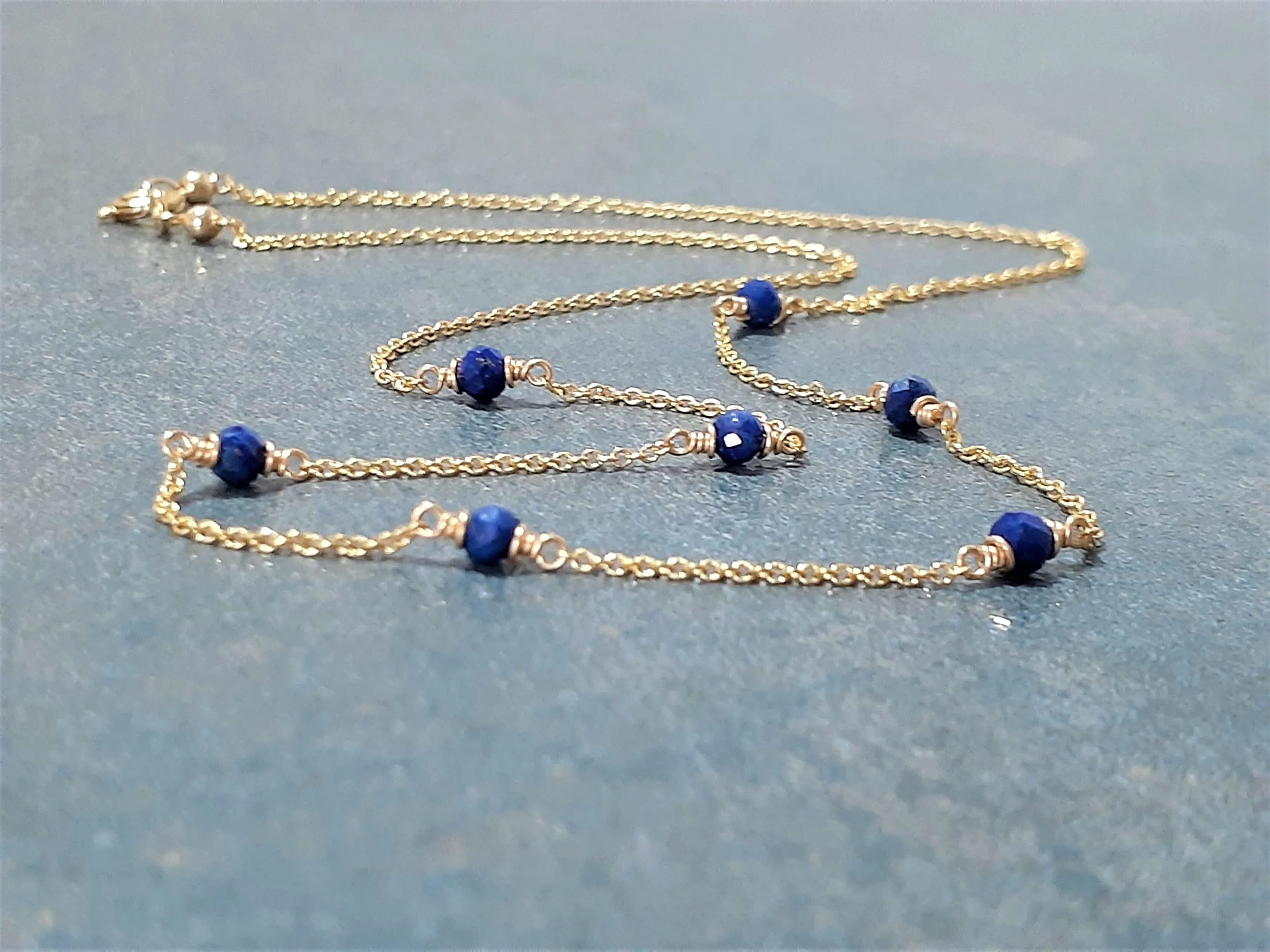 Lapis Lazuli Beaded Choker Necklace