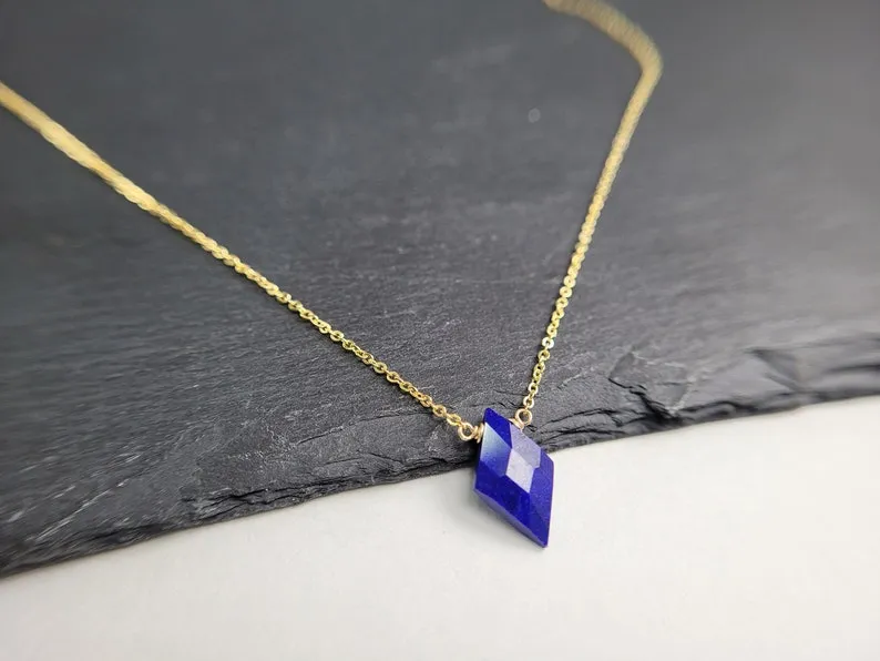 Lapis Lazuli Diamond Pendant Necklace
