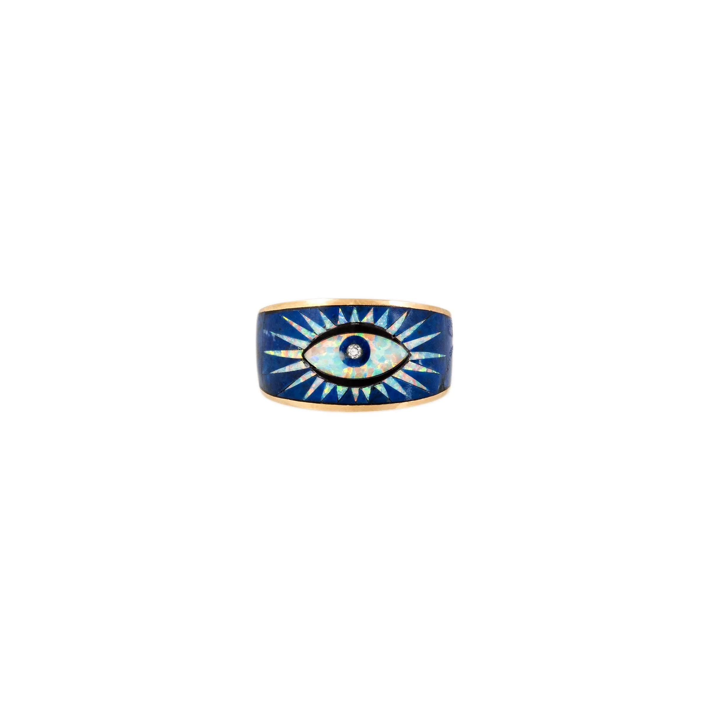 LAPIS   OPAL INLAY EYE BURST RING