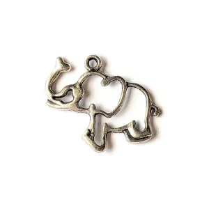 Large Silver Elephant Cut-Out Charm Pendant