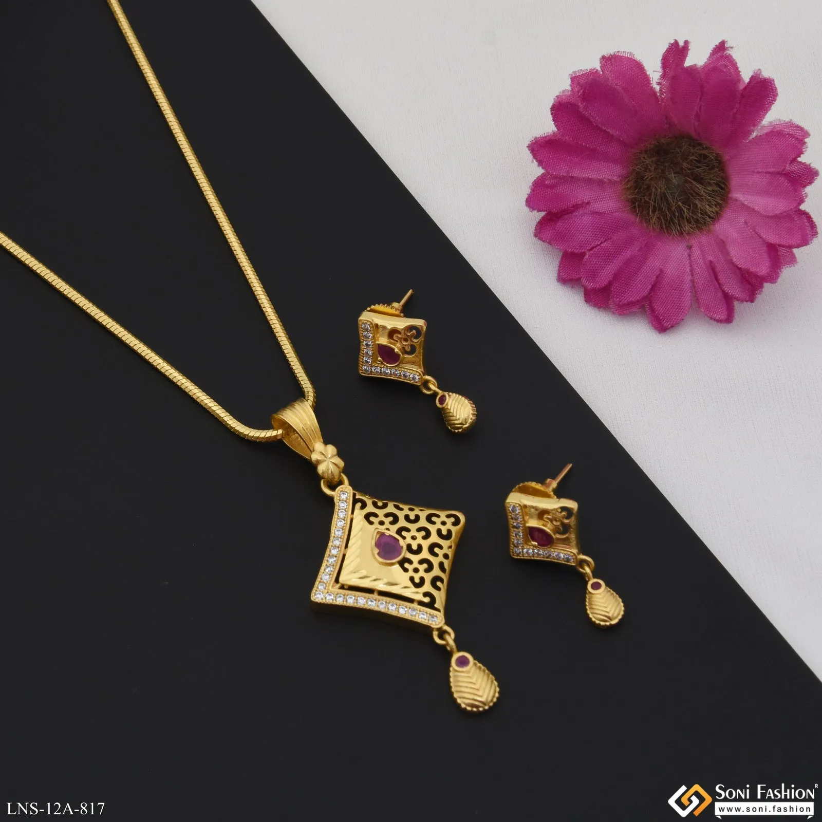 Latest Design Gold Plated Necklace Set for Ladies - Style A817
