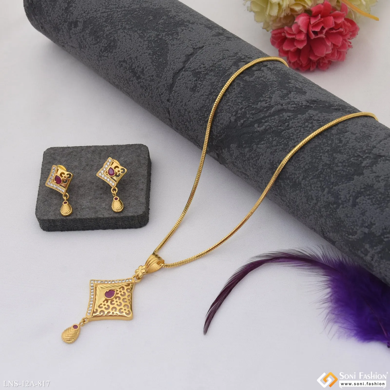 Latest Design Gold Plated Necklace Set for Ladies - Style A817