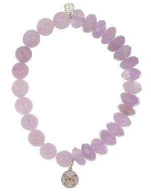 Lavender Butterfly Amethyst Bead Bracelet