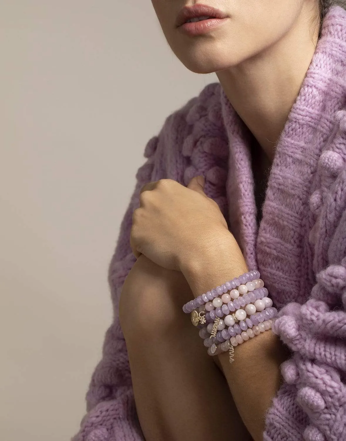 Lavender Butterfly Amethyst Bead Bracelet