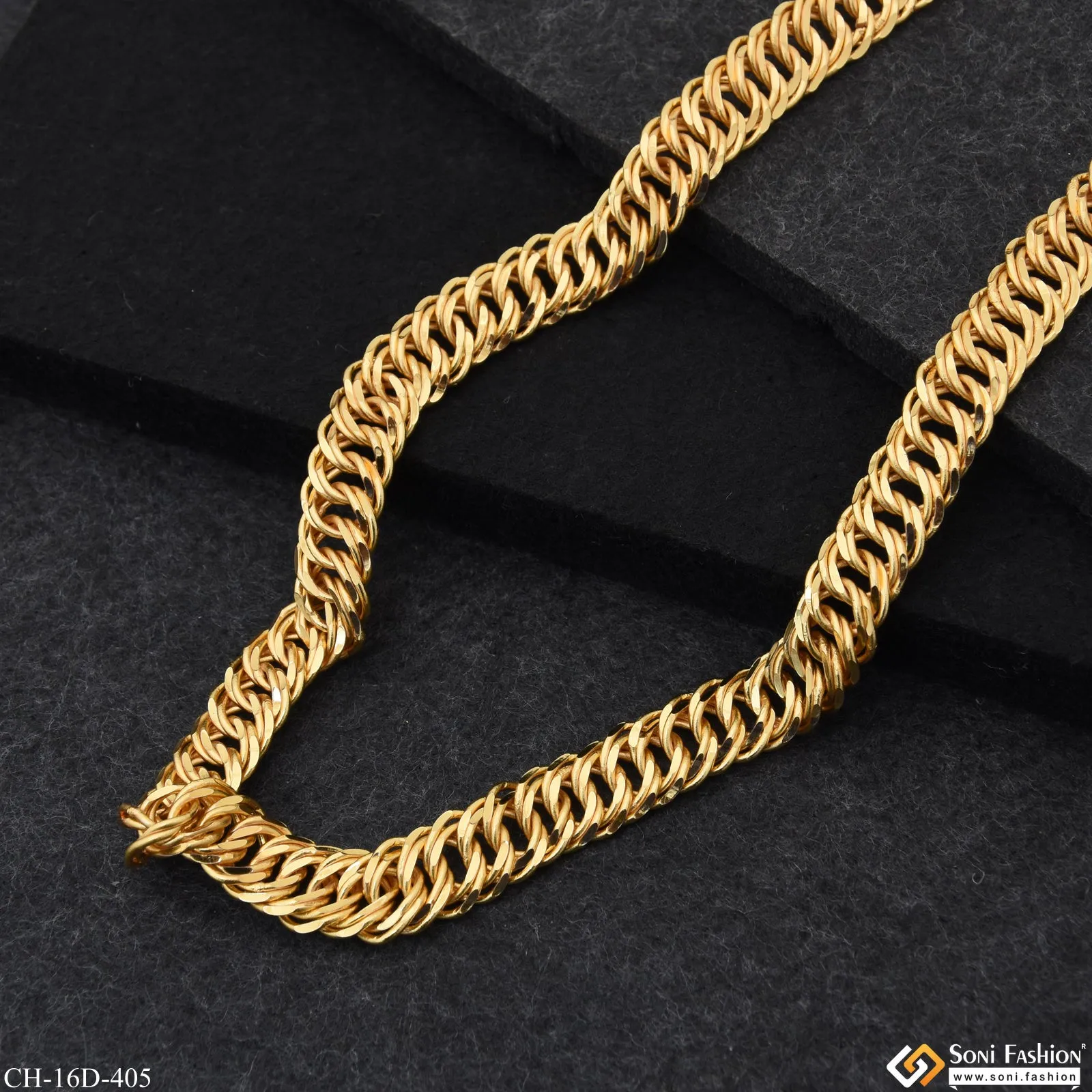 Link Superior Quality Unique Design Gold Plated Chain for Men - Style D405