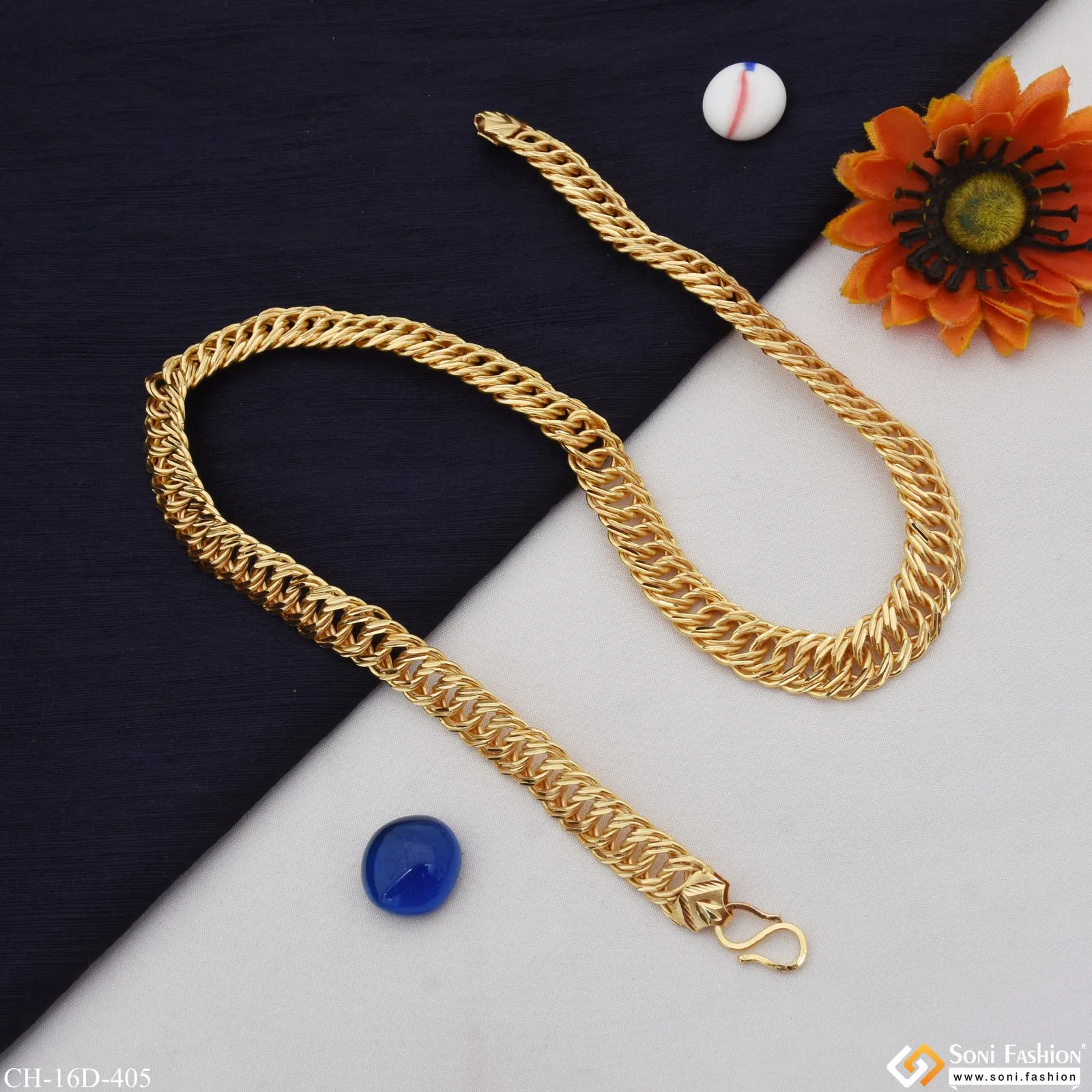 Link Superior Quality Unique Design Gold Plated Chain for Men - Style D405