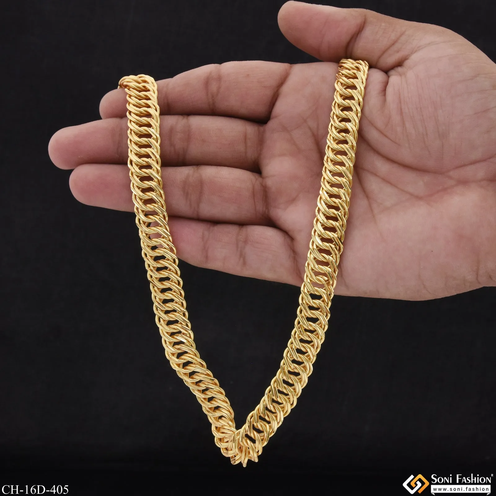 Link Superior Quality Unique Design Gold Plated Chain for Men - Style D405