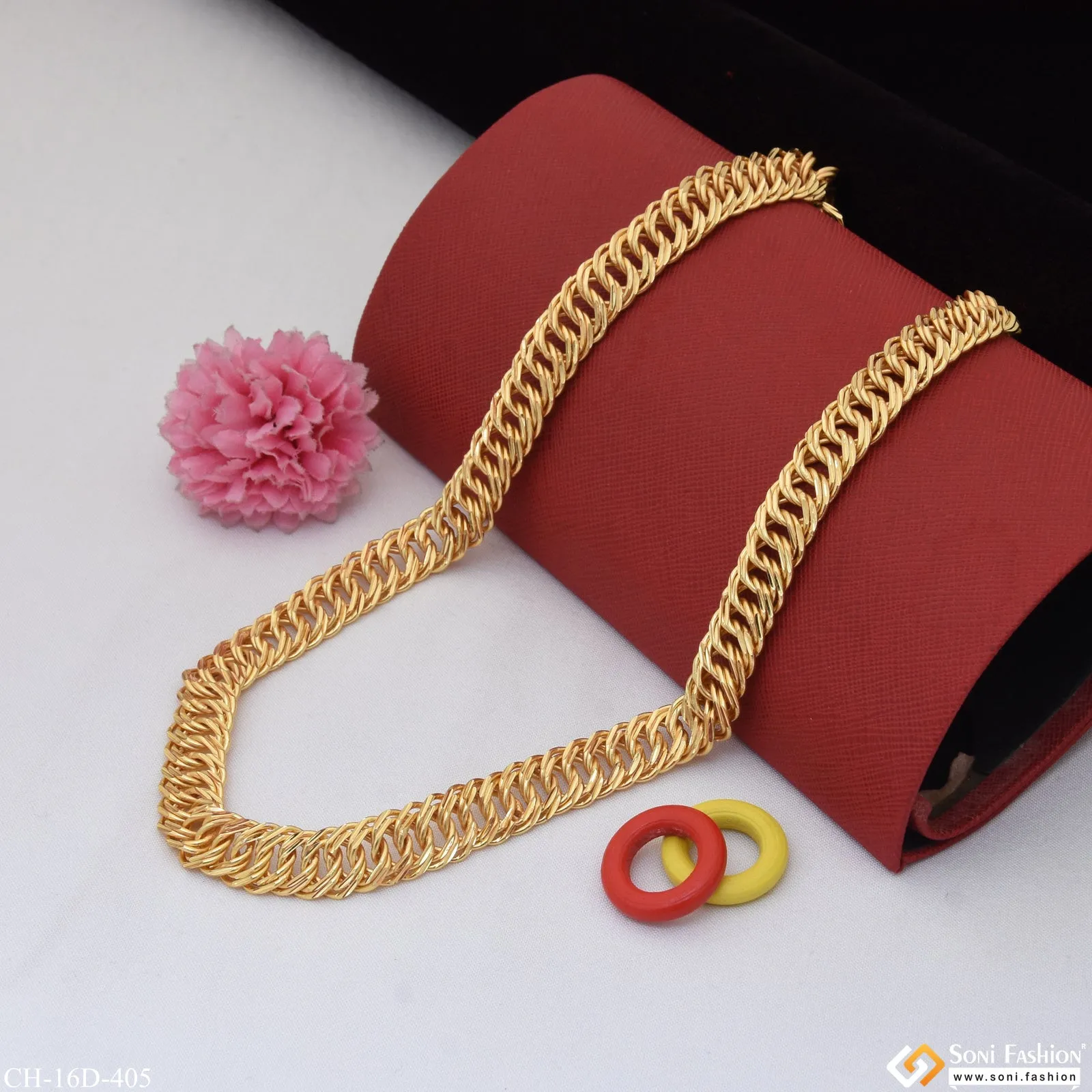 Link Superior Quality Unique Design Gold Plated Chain for Men - Style D405