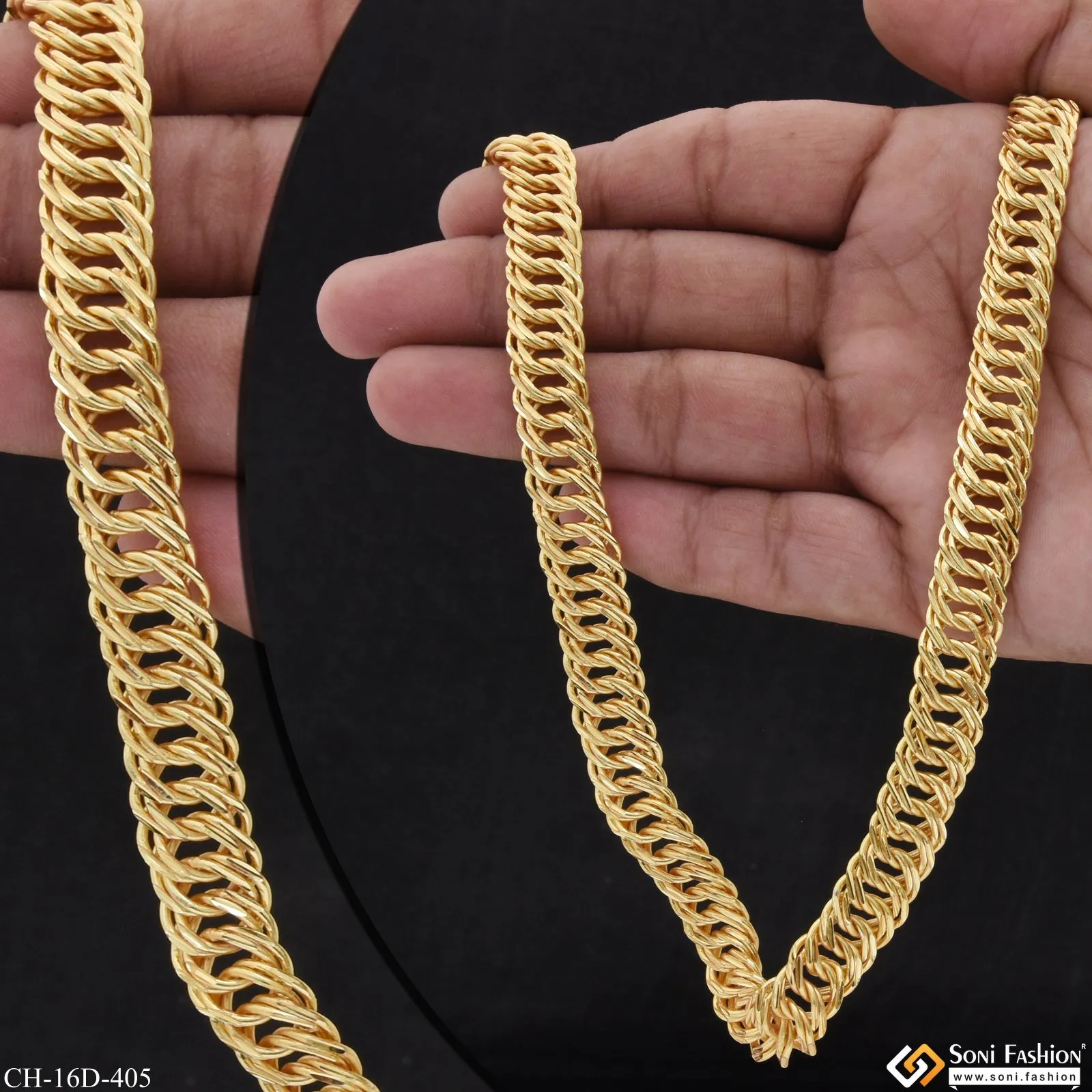 Link Superior Quality Unique Design Gold Plated Chain for Men - Style D405