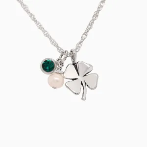 Lucky Clover   Sparkly Birthstone Crystal Necklace