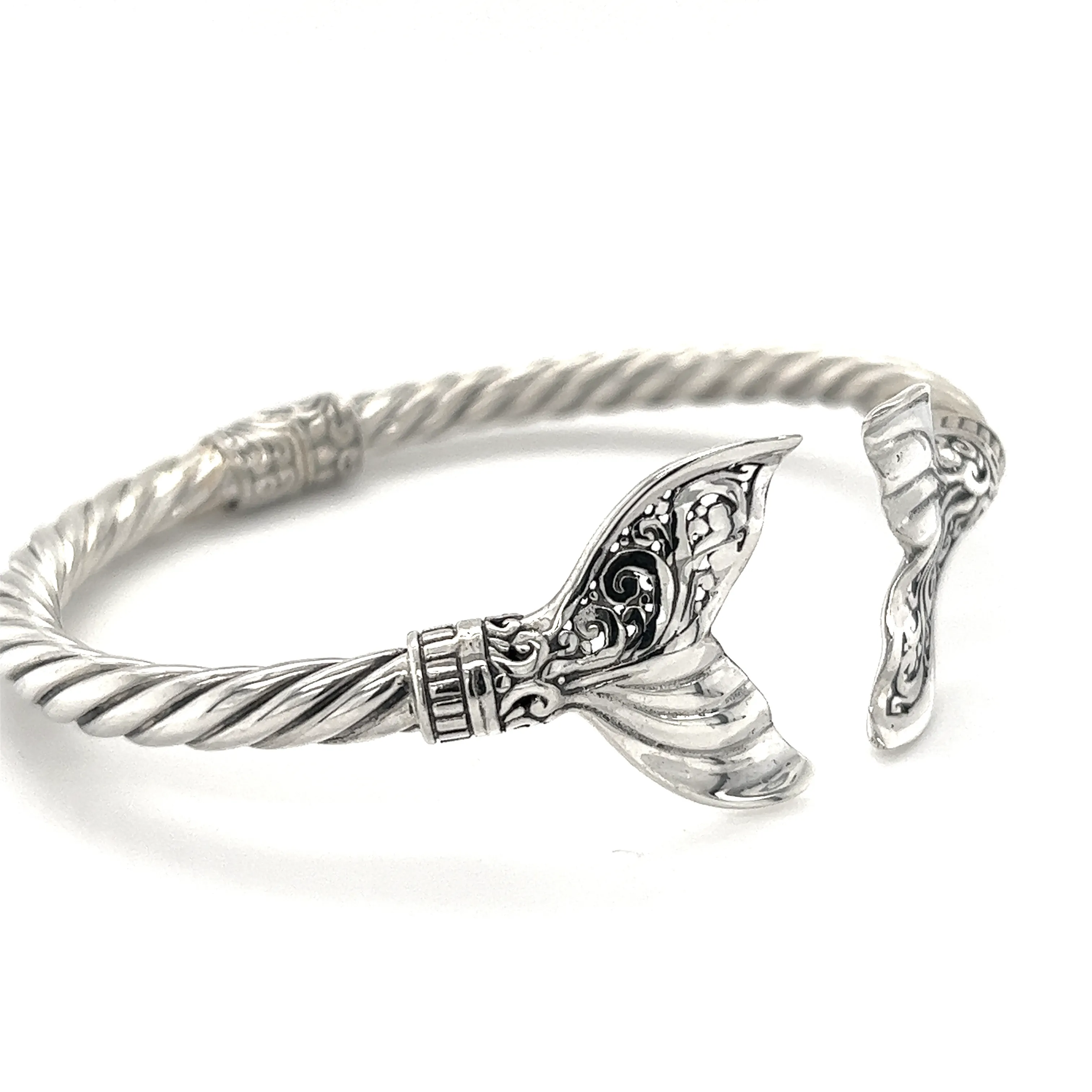 Majestic Half Filigree Whale Tail Cuff Bracelet