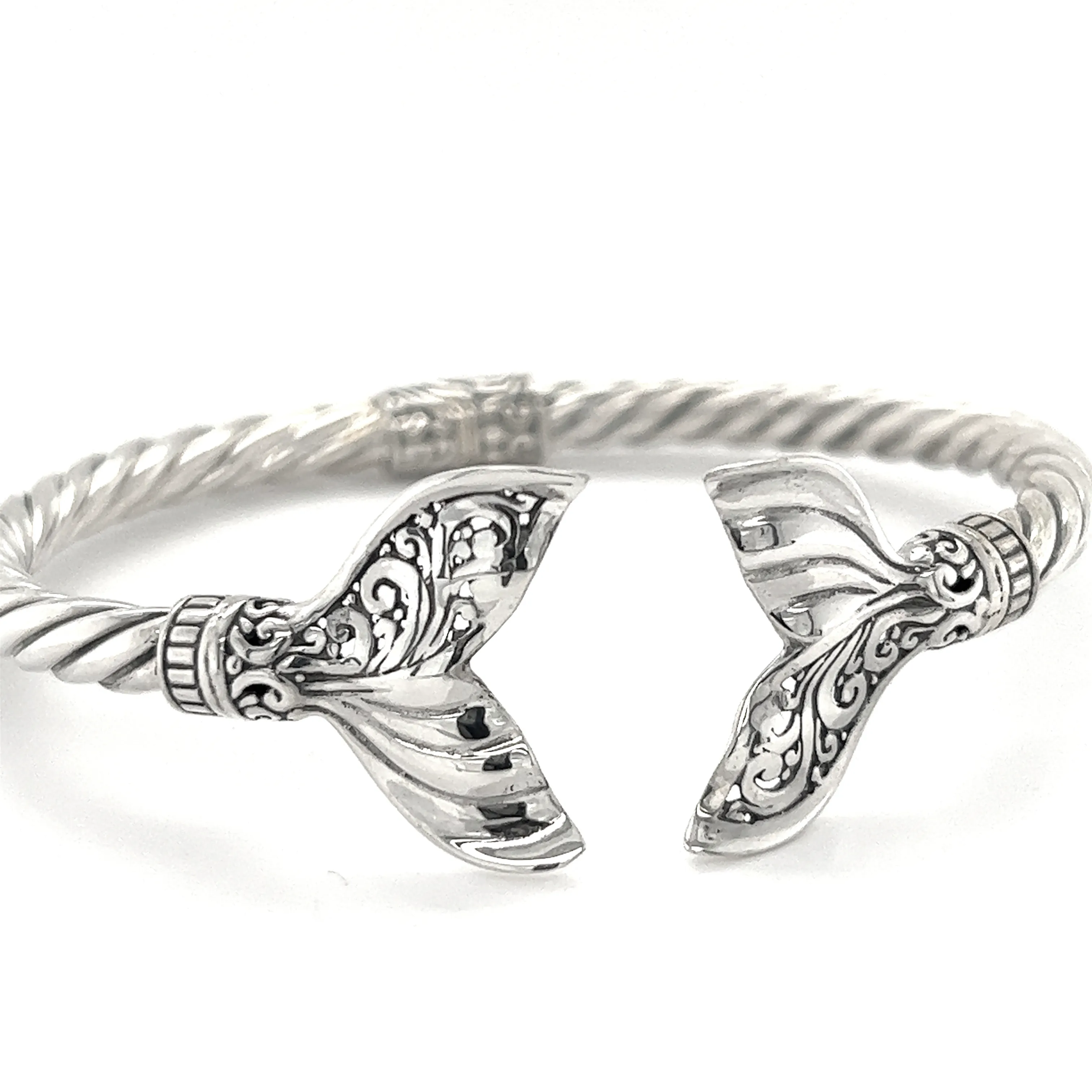 Majestic Half Filigree Whale Tail Cuff Bracelet