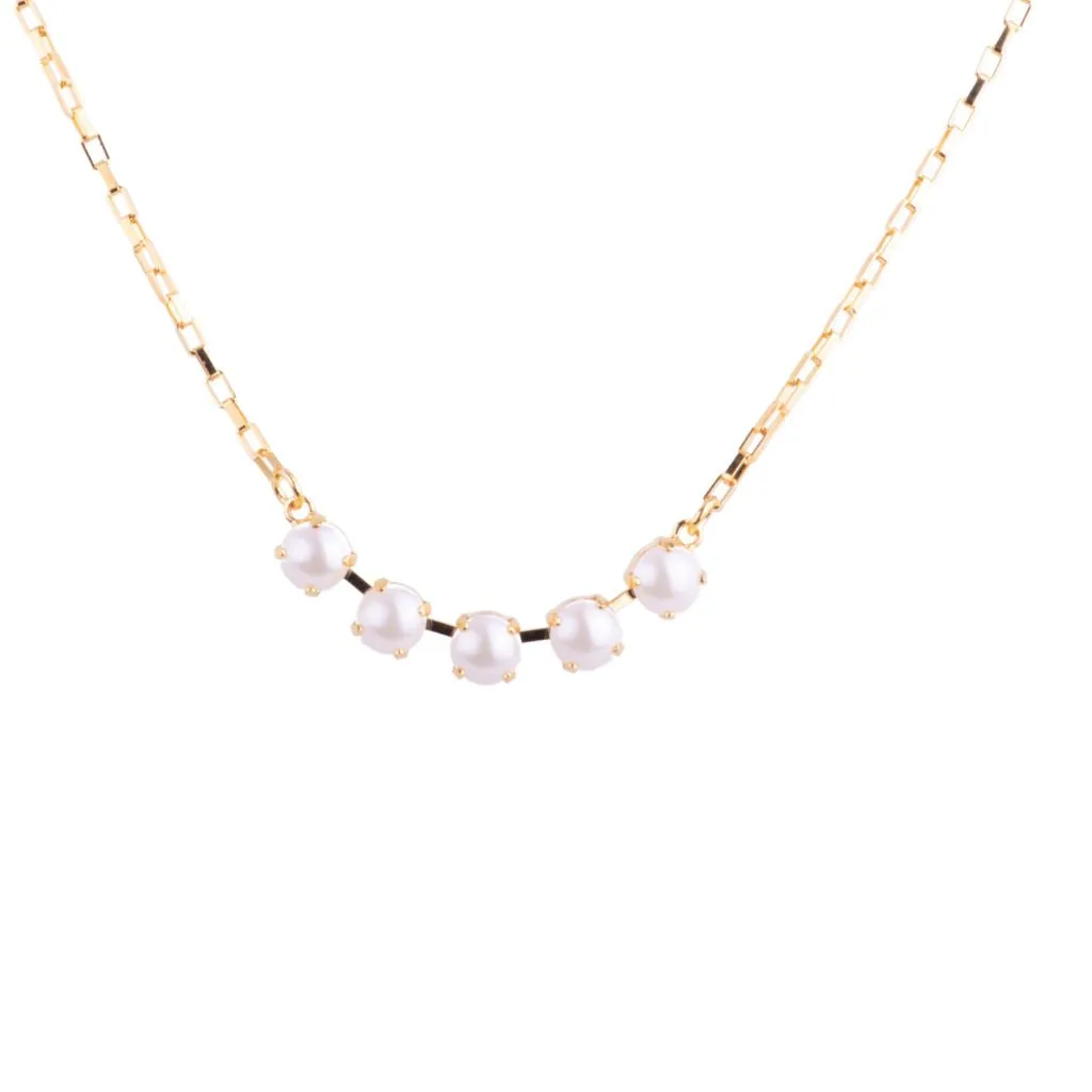 Medium Five Stone Necklace in "Pearl" *Custom*