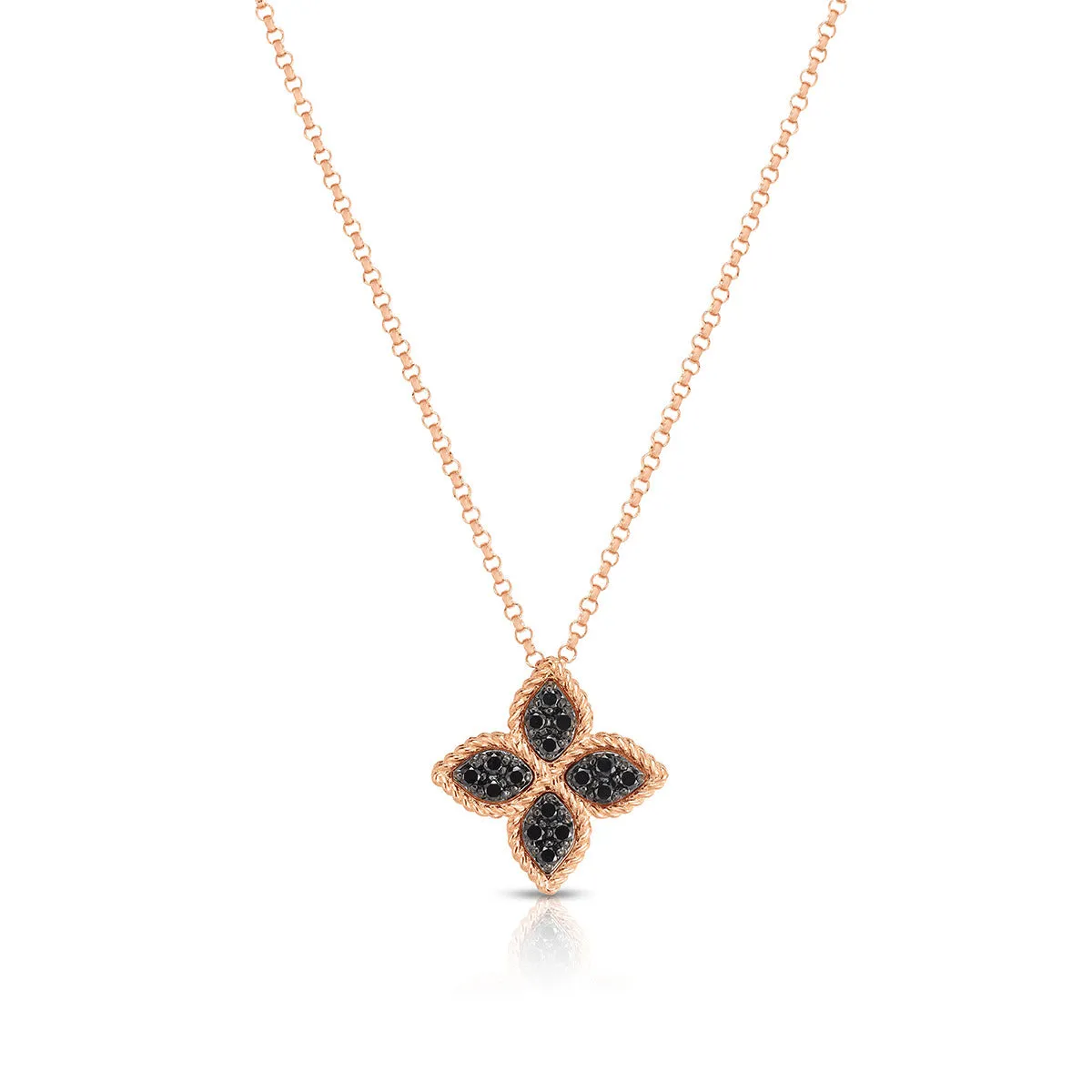 Medium Princess Flower Necklace with Black Diamonds
