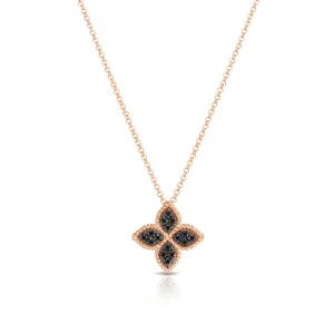 Medium Princess Flower Necklace with Black Diamonds