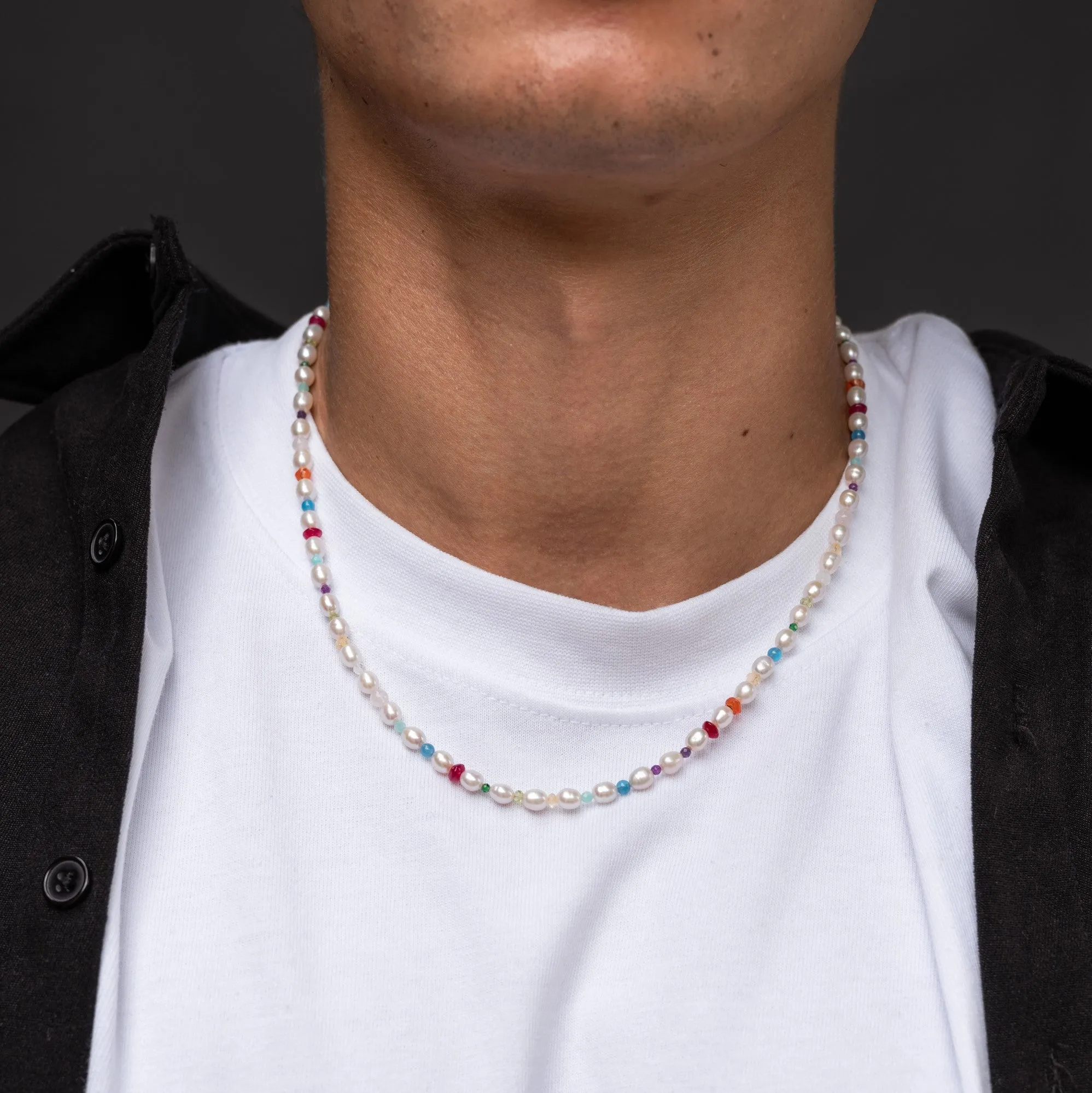 Men's Carnival Mixed Gemstone Necklace