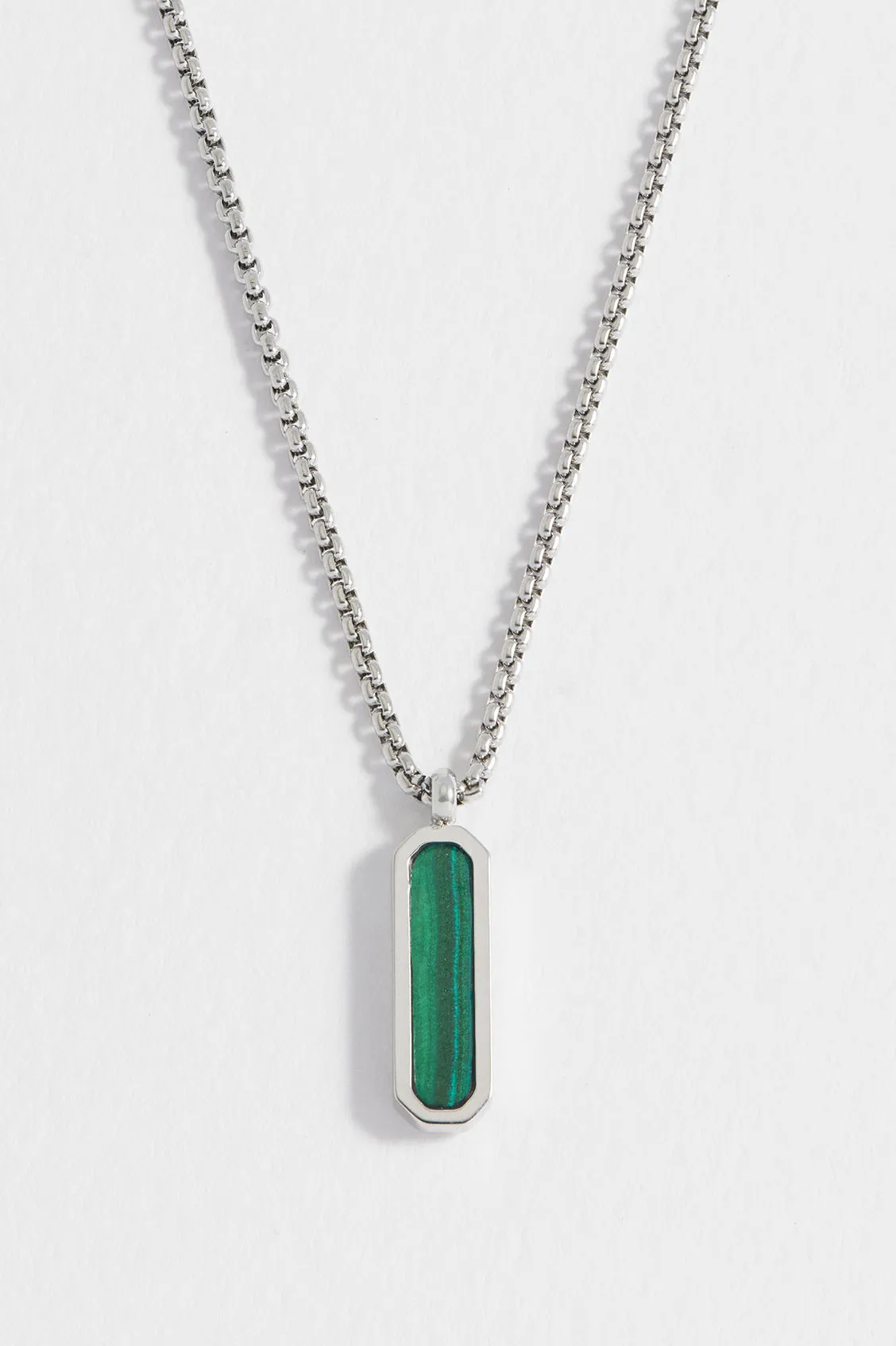 Mens Gemstone Tag Pendant Necklace