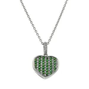Miiori Tsavorite and Diamond Heart Pendant Necklace
