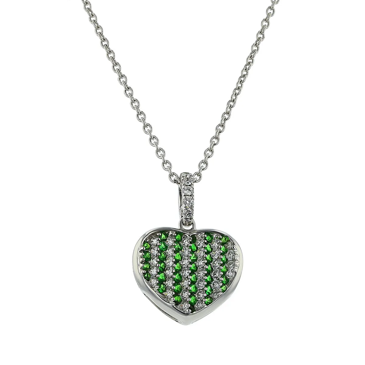 Miiori Tsavorite and Diamond Heart Pendant Necklace