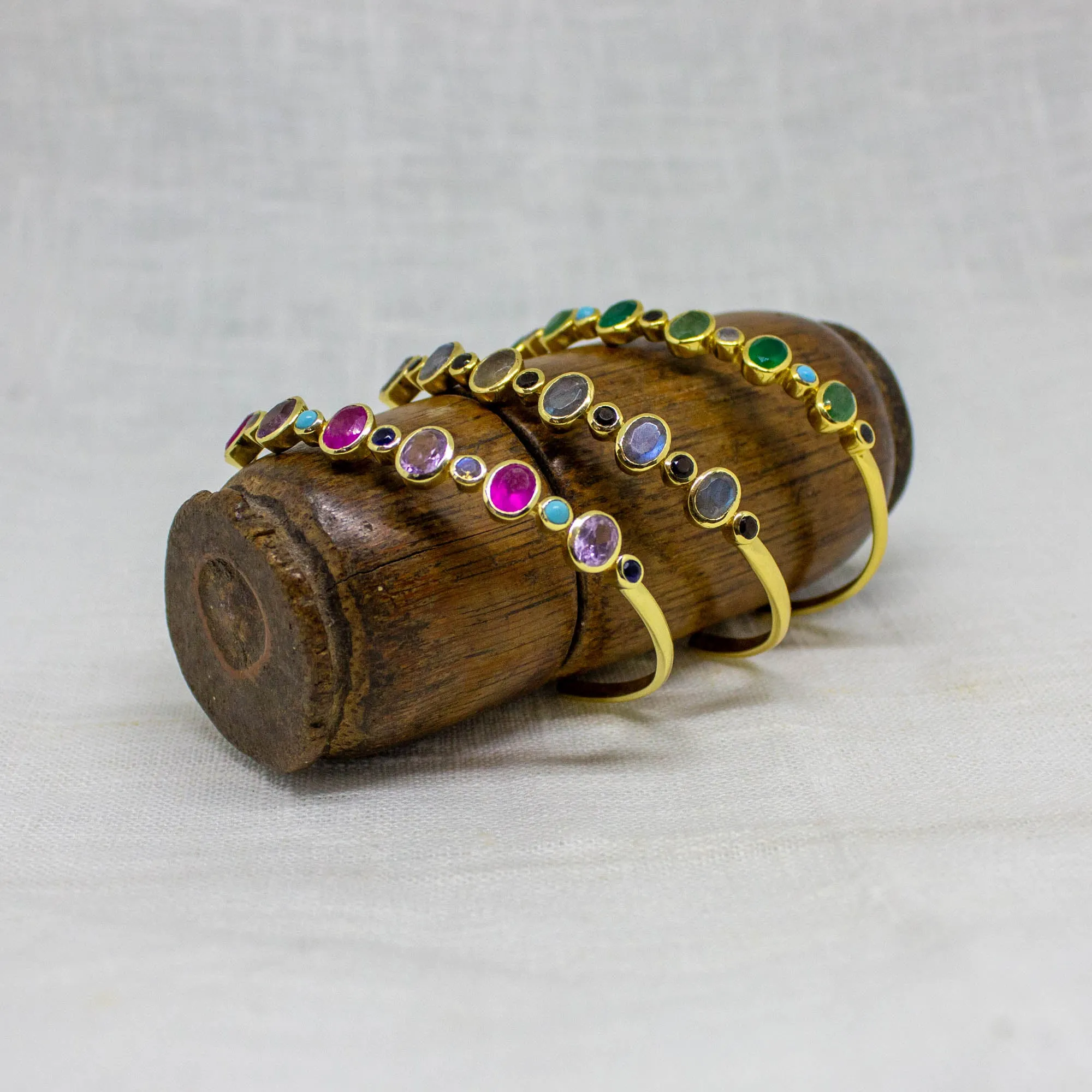 Multi-stone Gemstone Cuff Bracelet in Greens
