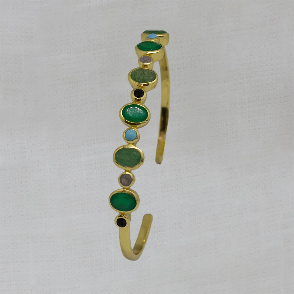 Multi-stone Gemstone Cuff Bracelet in Greens