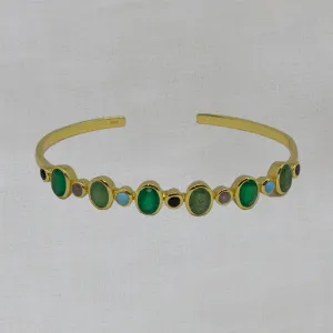 Multi-stone Gemstone Cuff Bracelet in Greens