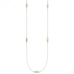 Navette Mother of Pearl Yellow Gold Necklace GN352W