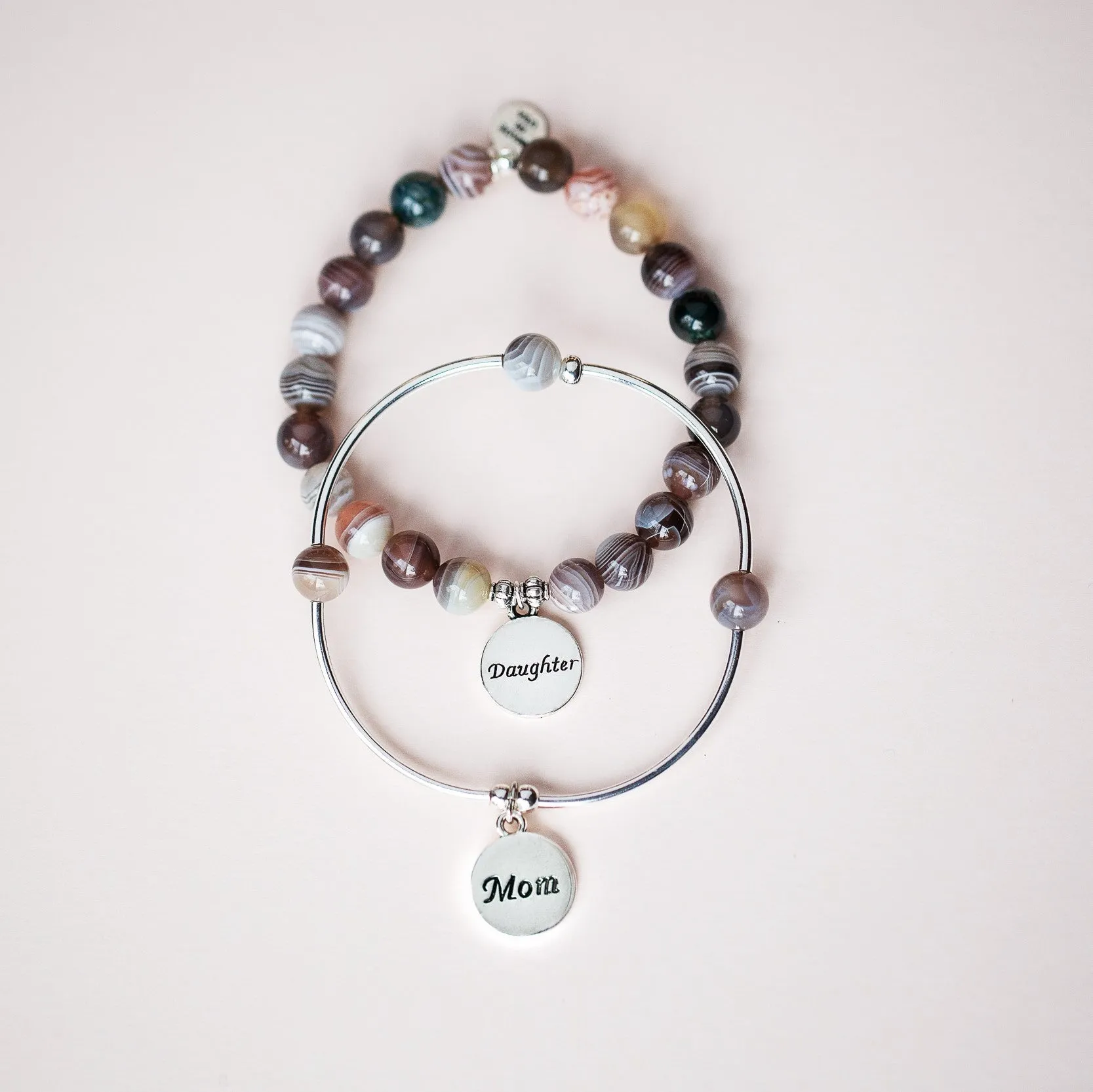 Niece | Stone Beaded Charm Bracelet | Amethyst