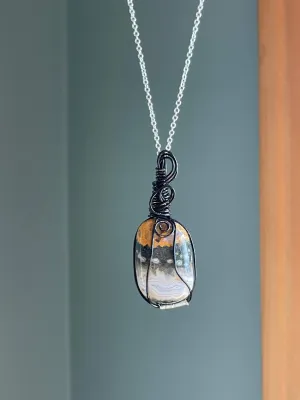 Ocean Jasper Stone Necklace, Yellow Jasper Pendant Jewelry