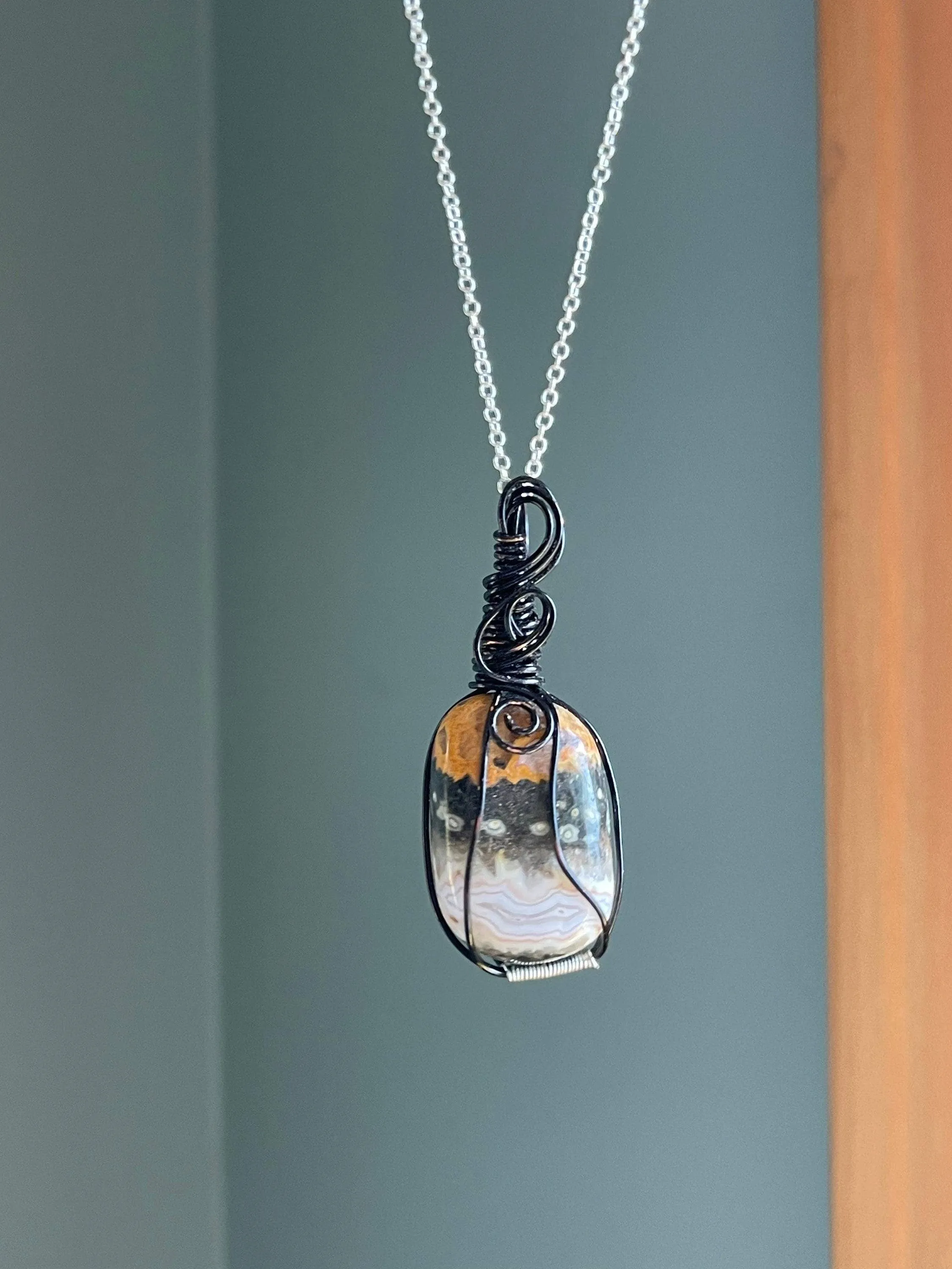 Ocean Jasper Stone Necklace, Yellow Jasper Pendant Jewelry